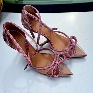 Rhinestone clear mule pump